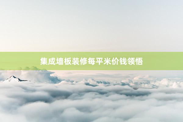 集成墙板装修每平米价钱领悟